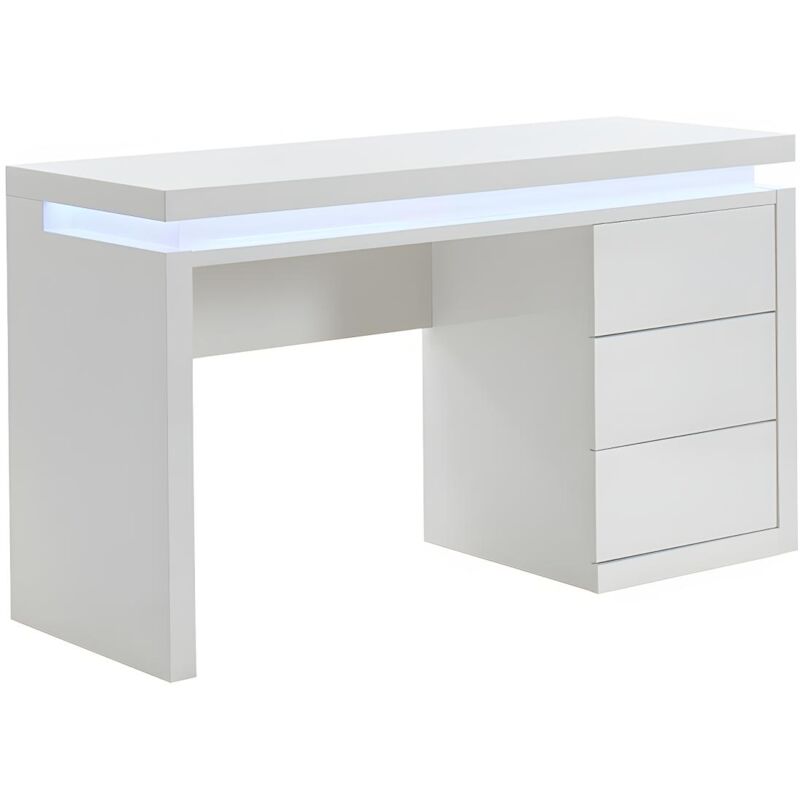 foto del prodotto vente unique scrivania 3 cassetti led mdf laccato bianco emerson
