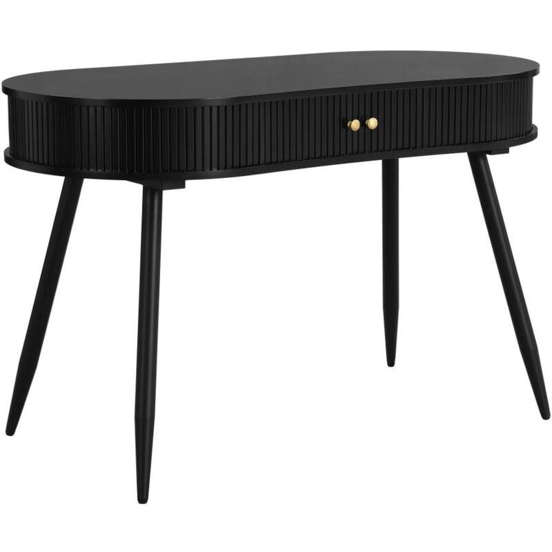foto del prodotto vente unique scrivania con 2 ante scorrevoli in mdf nero sevato