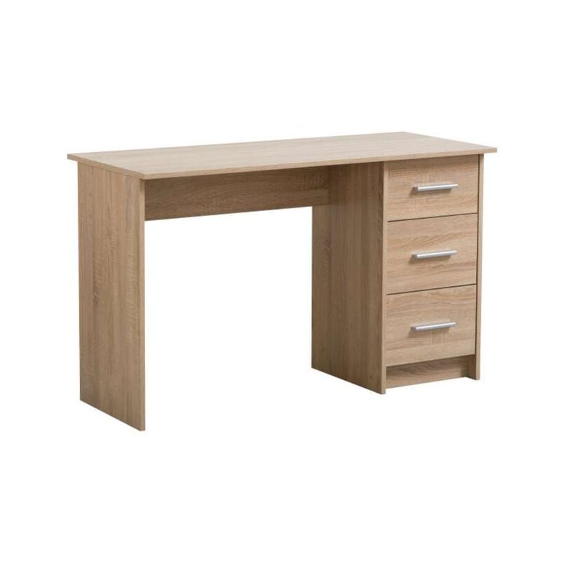 foto del prodotto vente unique scrivania leo in rovere con 3 cassetti 121x50x74,5 cm