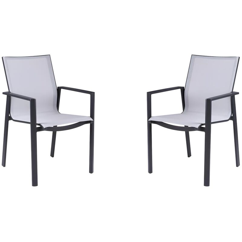 foto del prodotto vente unique sedia da giardino impilabile in alluminio e textilene grigio e nero lotto di 2 valera