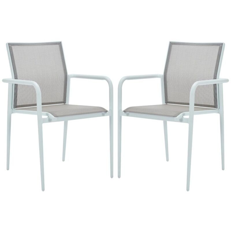 foto del prodotto vente unique sedia da giardino impilabili in alluminio e textilene grigio e bianco lotto di 2 yoha di mylia