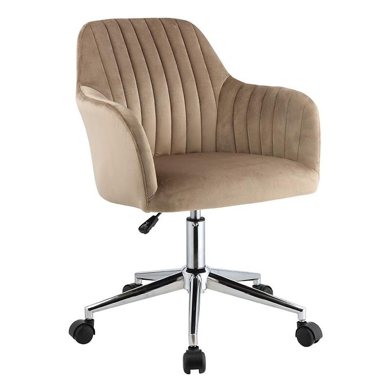 foto del prodotto vente unique sedia da ufficio altezza regolabile in velluto beige eleana