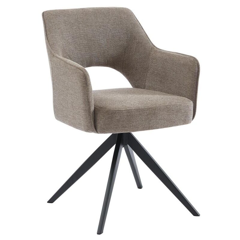 foto del prodotto vente-unique - sedia girevole con braccioli in tessuto e metallo tortora - konya