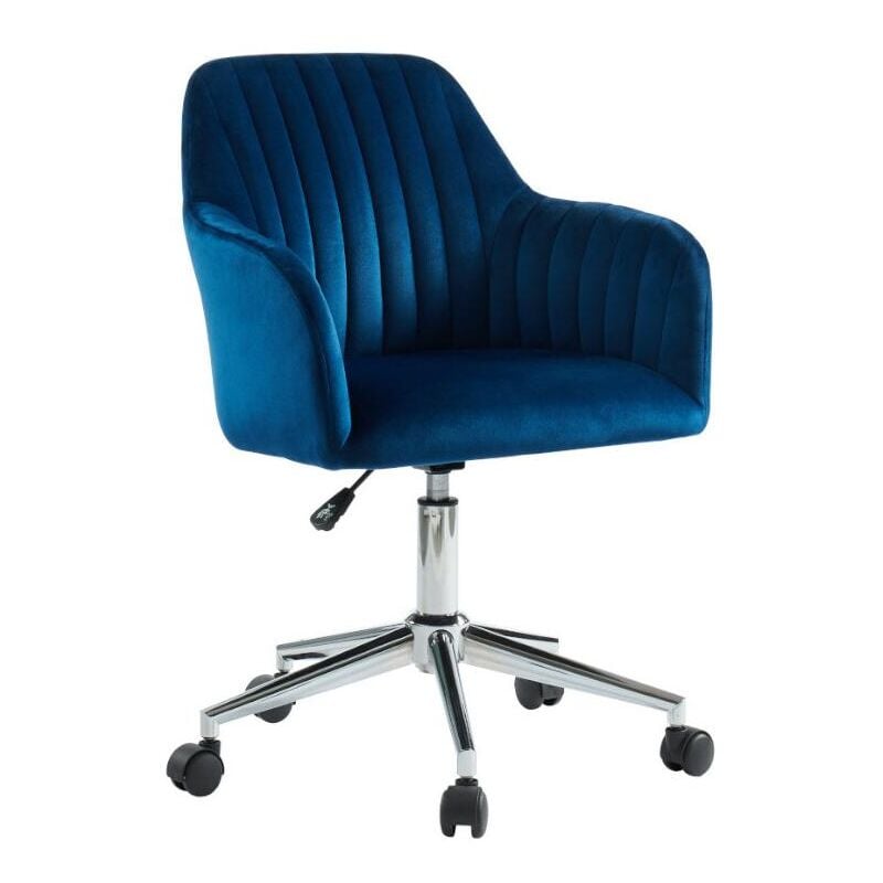 foto del prodotto vente unique sedia ufficio altezza regolabile in velluto blu eleana