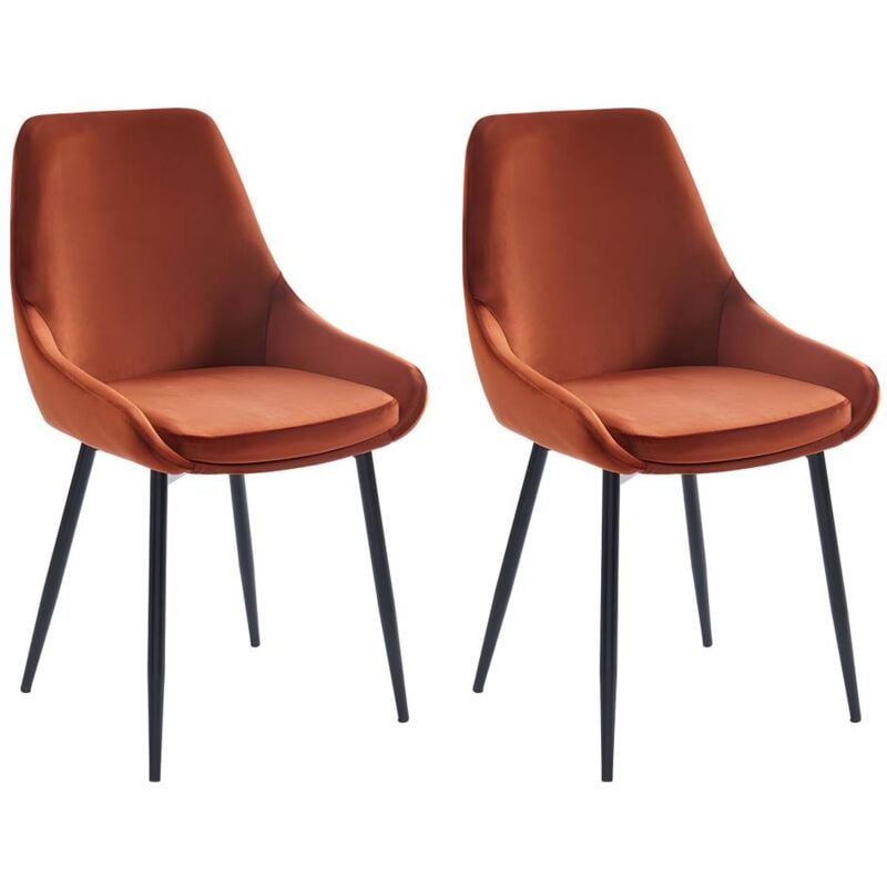 foto del prodotto vente-unique - sedia velluto e metallo nero terracotta - lotto di 2 - masurie