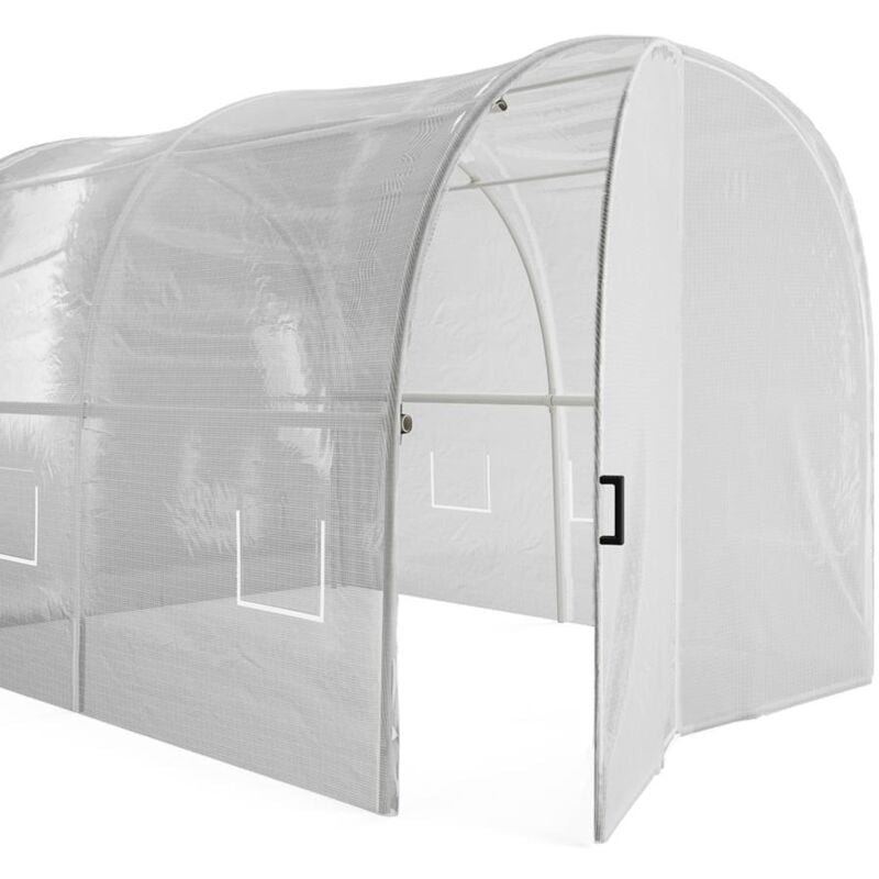 foto del prodotto vente unique serra a tunnel con struttura in acciaio galvanizzato e porta da 6 m l200 x l300 x h200 cm bianco alocasia