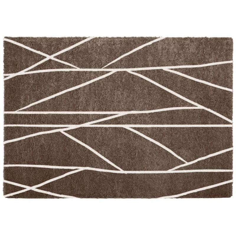 foto del prodotto vente unique tappeto shaggy berbero linee asimmetriche 160 x 230 cm beige e bianco bardio