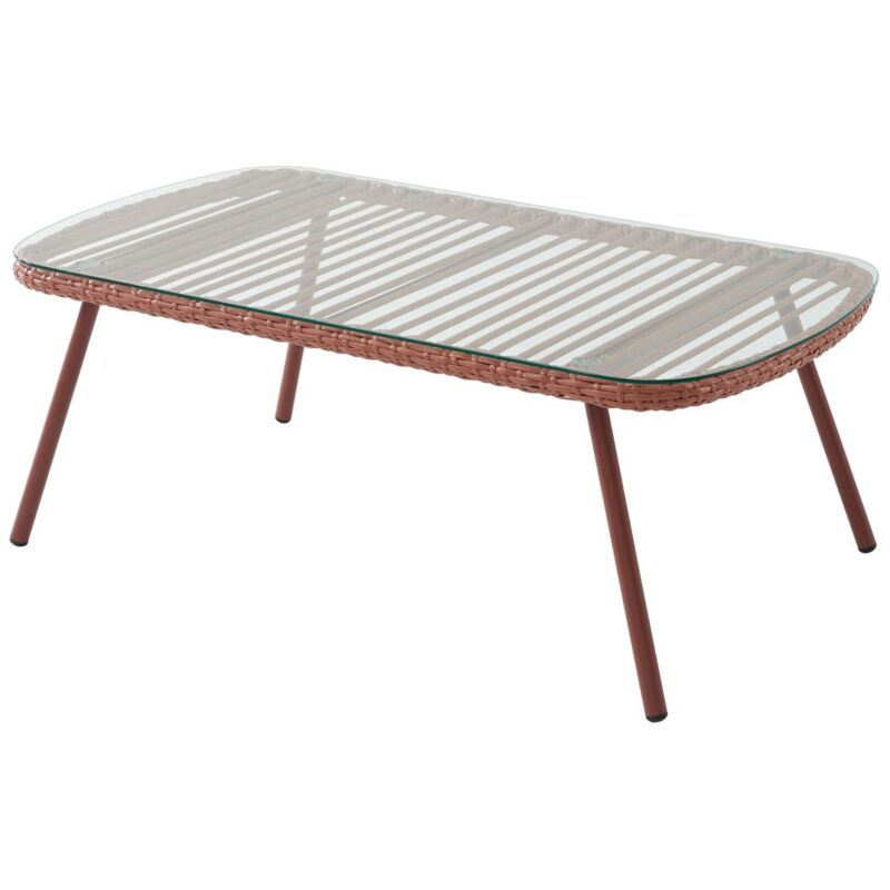 foto del prodotto vente unique tavolino da giardino in resina intrecciata terracotta lousini di mylia