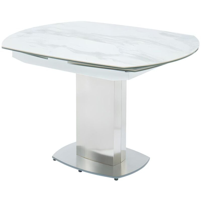 foto del prodotto vente unique tavolo da pranzo allungabile da 4 a 6 coperti ceramica e acciaio talicia