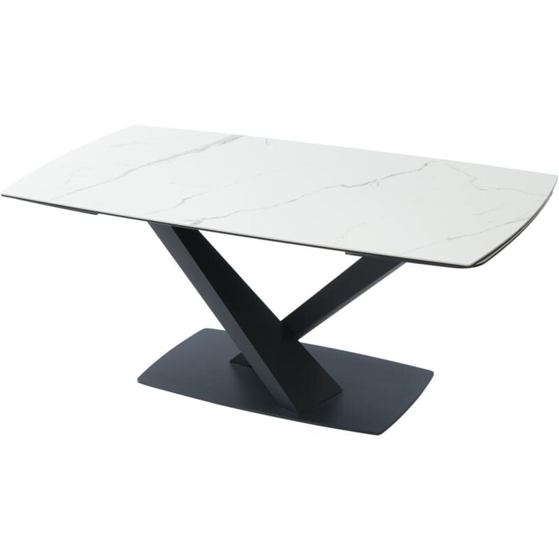 immagine 0 del prodotto vente unique tavolo da pranzo allungabile da 6 a 10 coperti in ceramica e metallo effetto marmo bianco e nero malena di pascal morabito