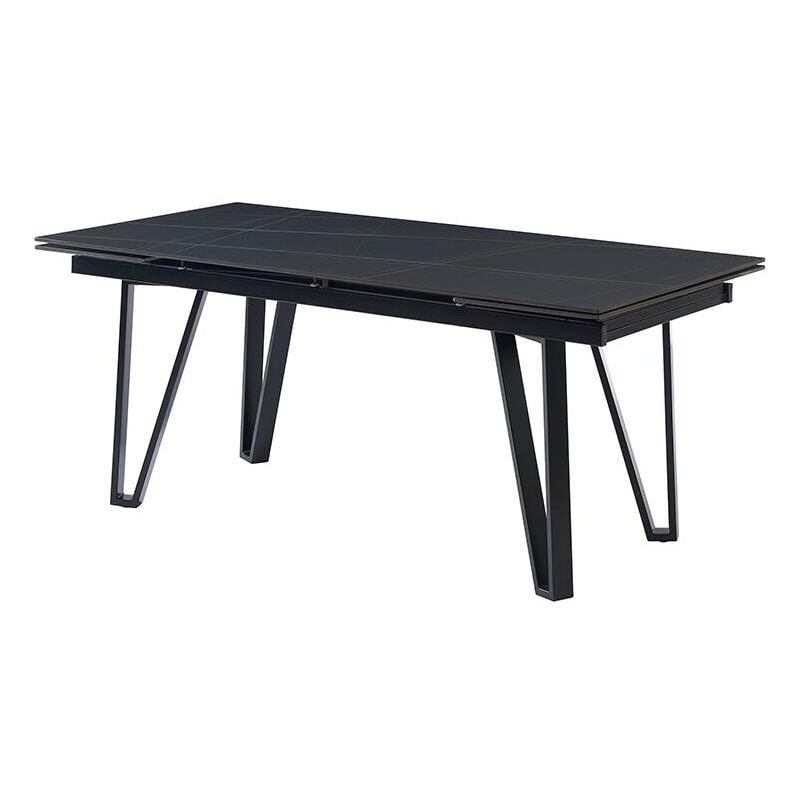 foto del prodotto vente unique tavolo da pranzo allungabile da 6 a 10 coperti in ceramica e metallo effetto marmo nero sarino