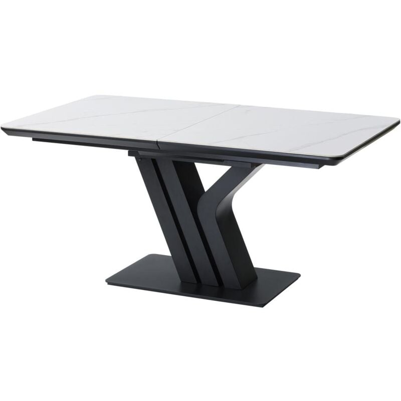 foto del prodotto vente unique tavolo da pranzo allungabile da 6 a 8 persone in ceramica, mdf e metallo effetto marmo bianco e nero meriani