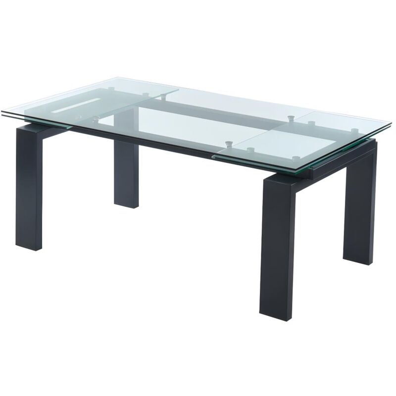 foto del prodotto vente unique tavolo da pranzo allungabile da 8 a 10 coperti in vetro temperato e metallo nero lubana