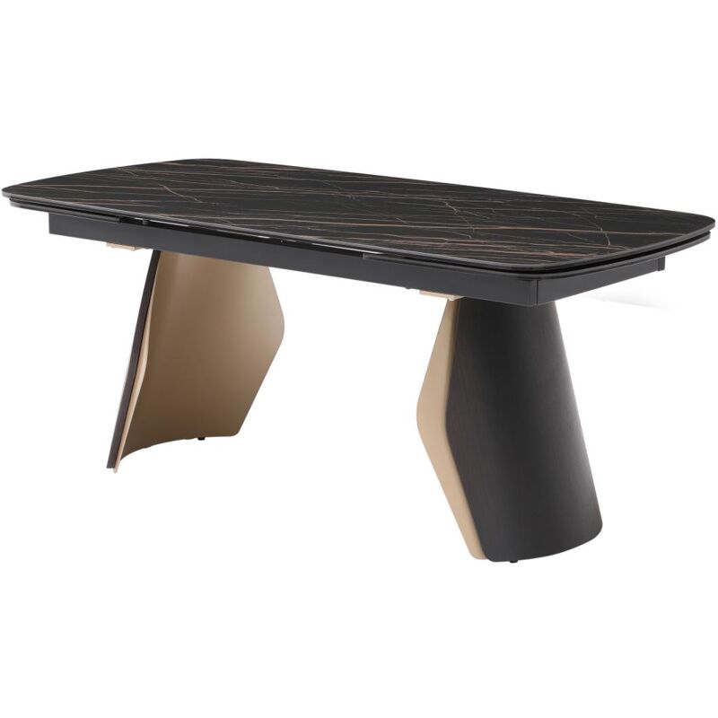 foto del prodotto vente unique tavolo pranzo all. 6 10p ceramica, vetro temp., metallo eff. marmo nero, dorato zinoria della maison c phy