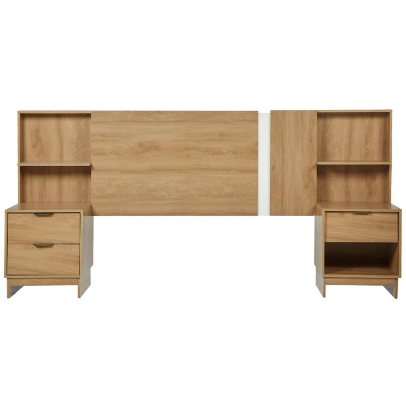 foto del prodotto vente unique testata letto allungabile con comodini 140 160 cm naturale novoli