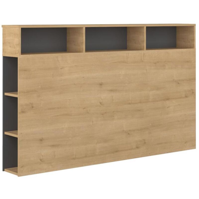 foto del prodotto vente unique testiera con scomparti 160 cm rovere e antracite nastia