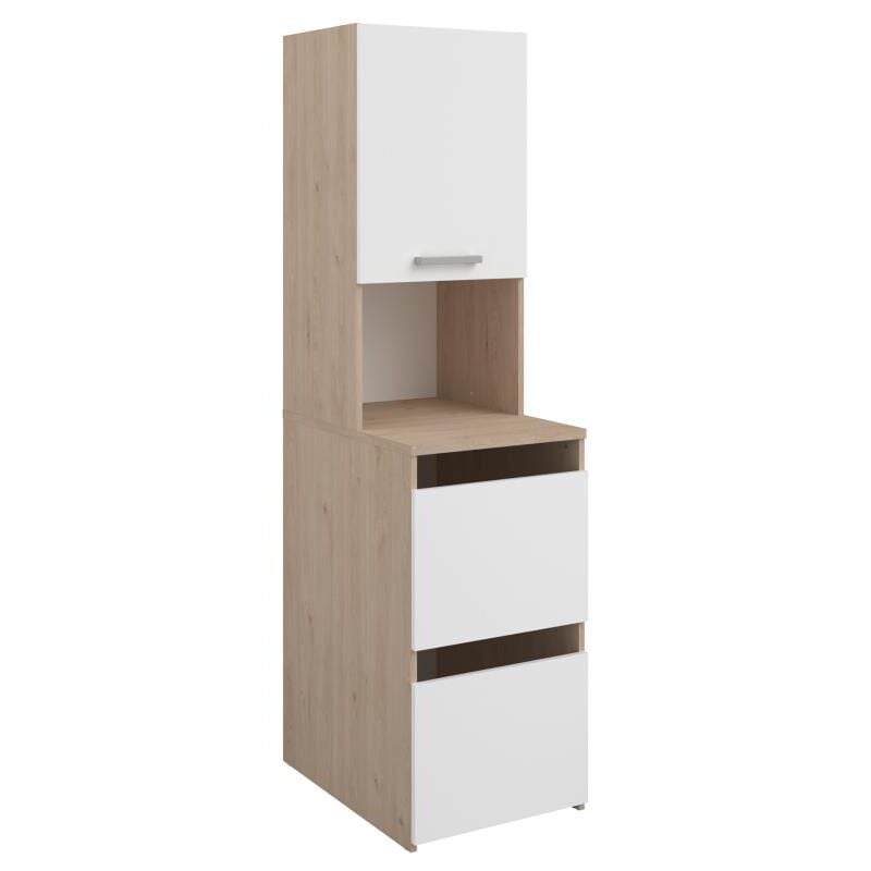 foto del prodotto vente unique vani portaoggetti per bagno con armadietti e scaffali l47 x h184 cm naturale chiaro e bianco erkano