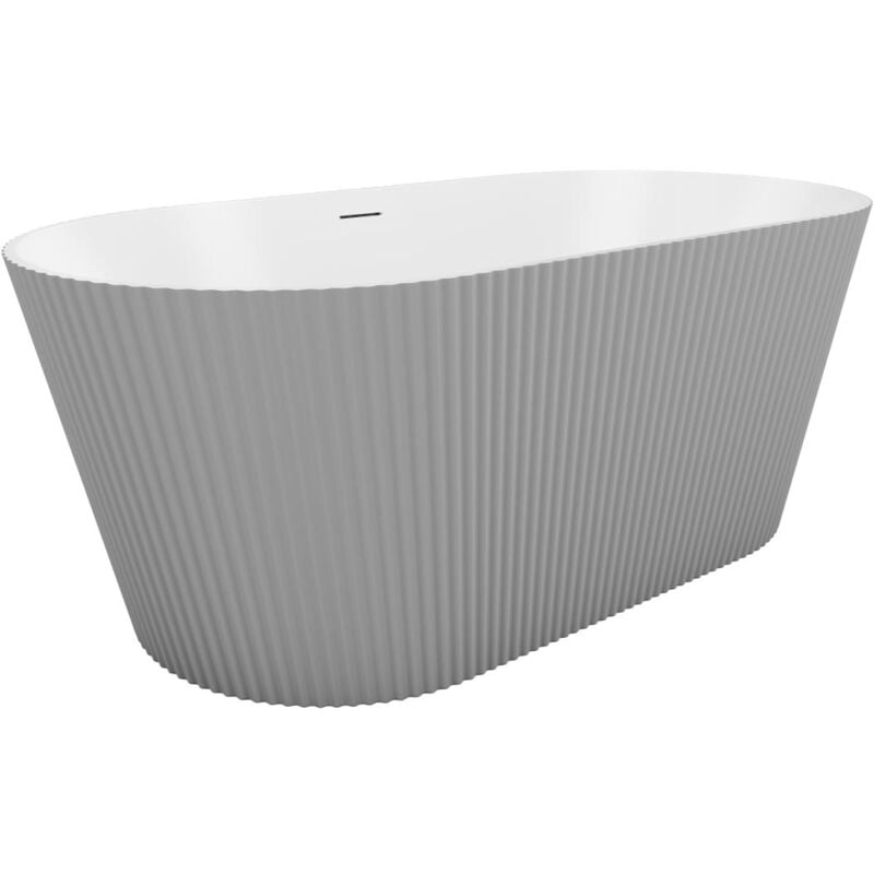 foto del prodotto vente unique vasca da bagno freestanding scanalata 255 litri 149 x 73 x 58 cm grigio opaco acrilico cobiana