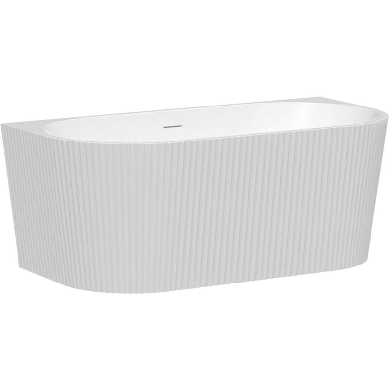 foto del prodotto vente unique vasca da bagno semi freestanding scanalata 250 litri 170,5 x 80 x 58,5 cm bianco lucido acrilico zelina