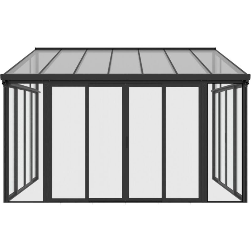foto del prodotto vente unique veranda in alluminio e policarbonato con protezione uv 12 m antracite mathilda