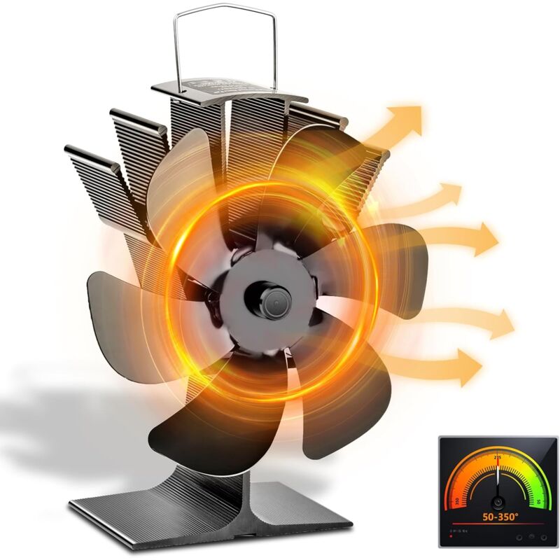 foto del prodotto ventilateur bois 6 pales, silencieux pas d lectricit requise, efficacit de distribution de chaleur lev e, ventilateur de chemin e, pour