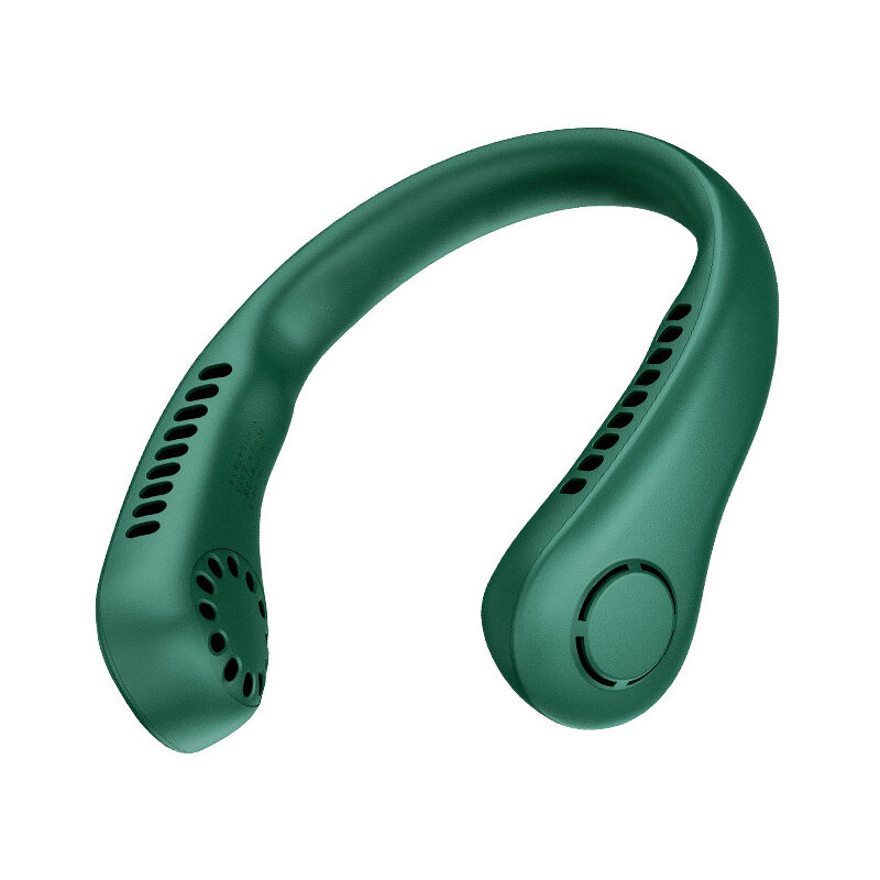 foto del prodotto ventilateur de cou portable sans pales, 5 vitesses, affichage numérique, 3000 mah, grande capacité, rechargeable par usb, petit ventilateur portable (vert) ymyny