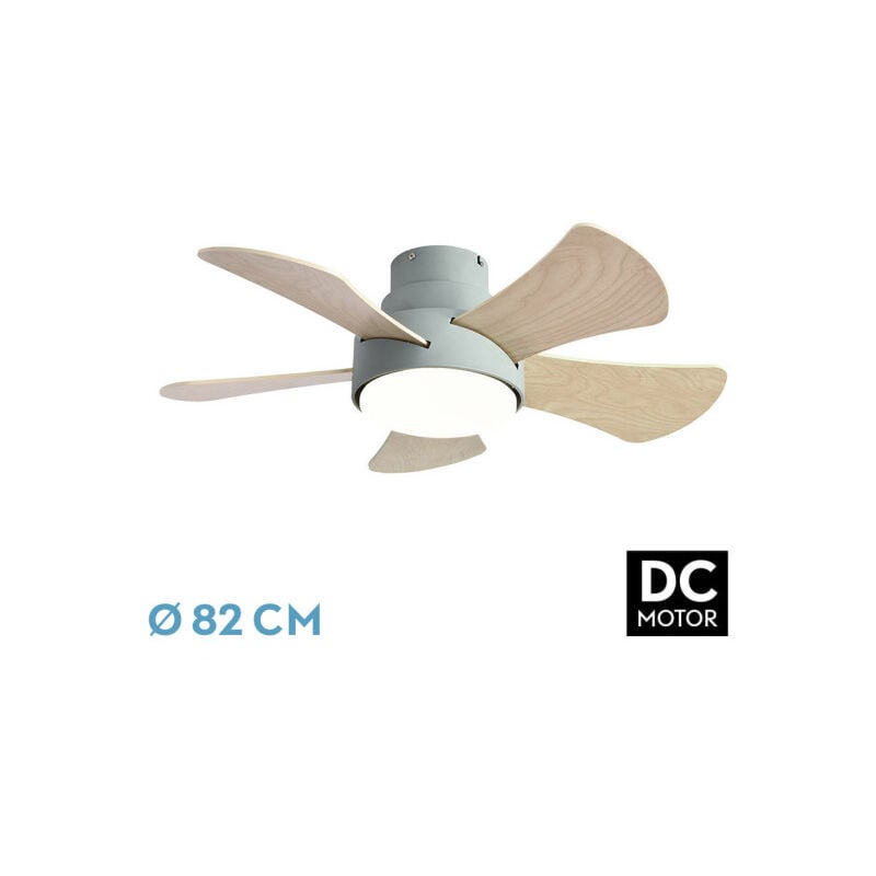 foto del prodotto ventilatore 25w dc verde gregario 5 lame rev. bianco faggio 6 velocit 3000 4000 6000k 82d telecomando, memoria e timer fabrilamp
