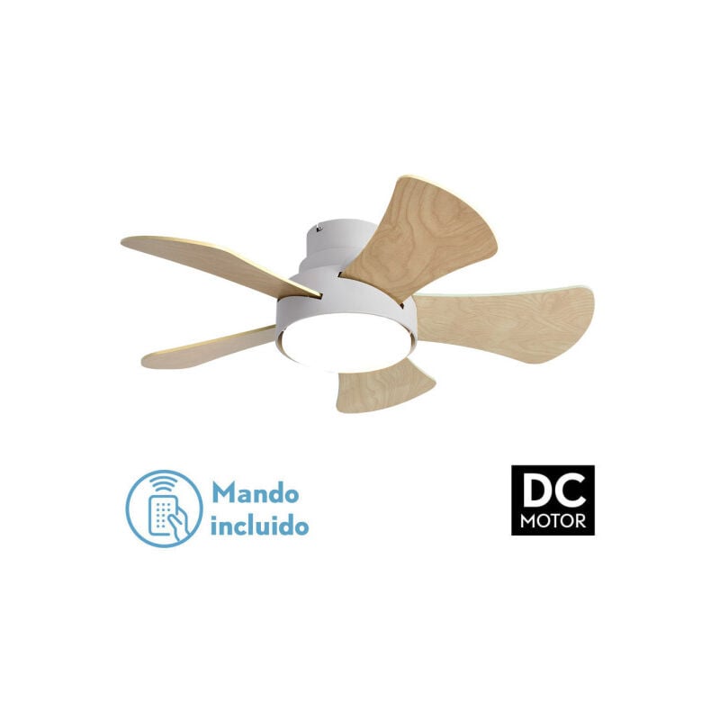 foto del prodotto ventilatore 25w dc white gregario 5 pale rev. bianco faggio 6 velocit 3000 4000 6000k 82d telecomando, memoria e timer fabrilamp