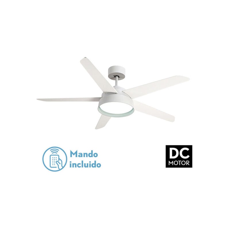 foto del prodotto ventilatore 25w dc white lebeche 5 blades rev. white beech 6 vel. 3000 4000 6000k 132d remote,memory timer fabrilamp