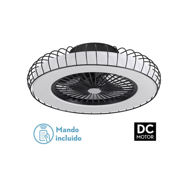 foto del prodotto ventilatore 72w dc albonez nero 5 lame trasp. 18x53x53cm 6 vel. 3 colori terremoto, memoria, temp. e intensit reg. 6120lm fabrilamp