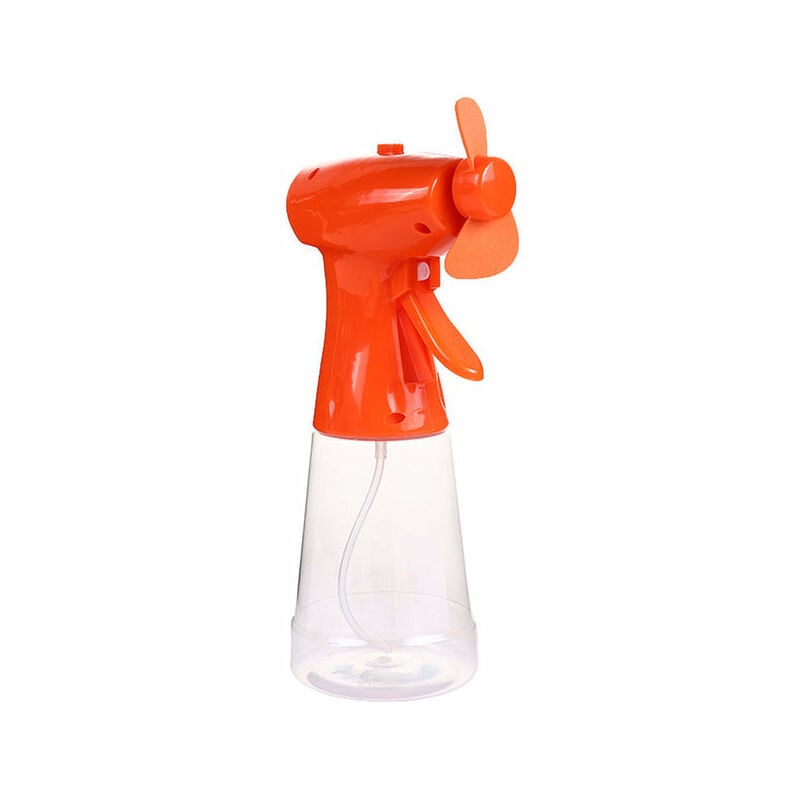 foto del prodotto ventilatore a batteria portatile con nebulizzatore ad acqua per mare e spiaggia h 22 cm arancione