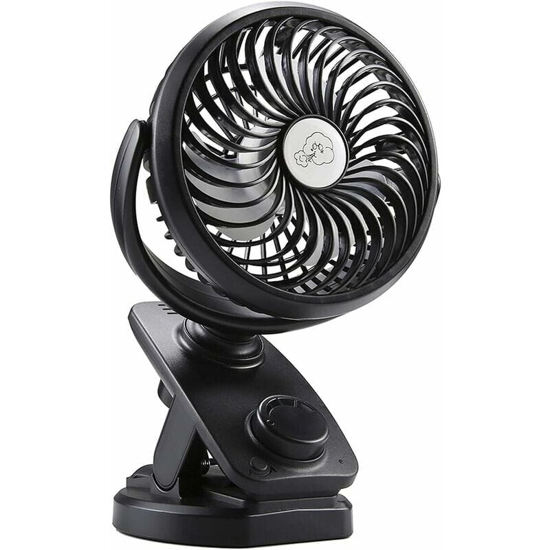 foto del prodotto ventilatore a batteria, ventilatore usb oscillante con batteria ricaricabile da 4000 mah, mini ventilatore portatile per passeggino, auto, palestra,