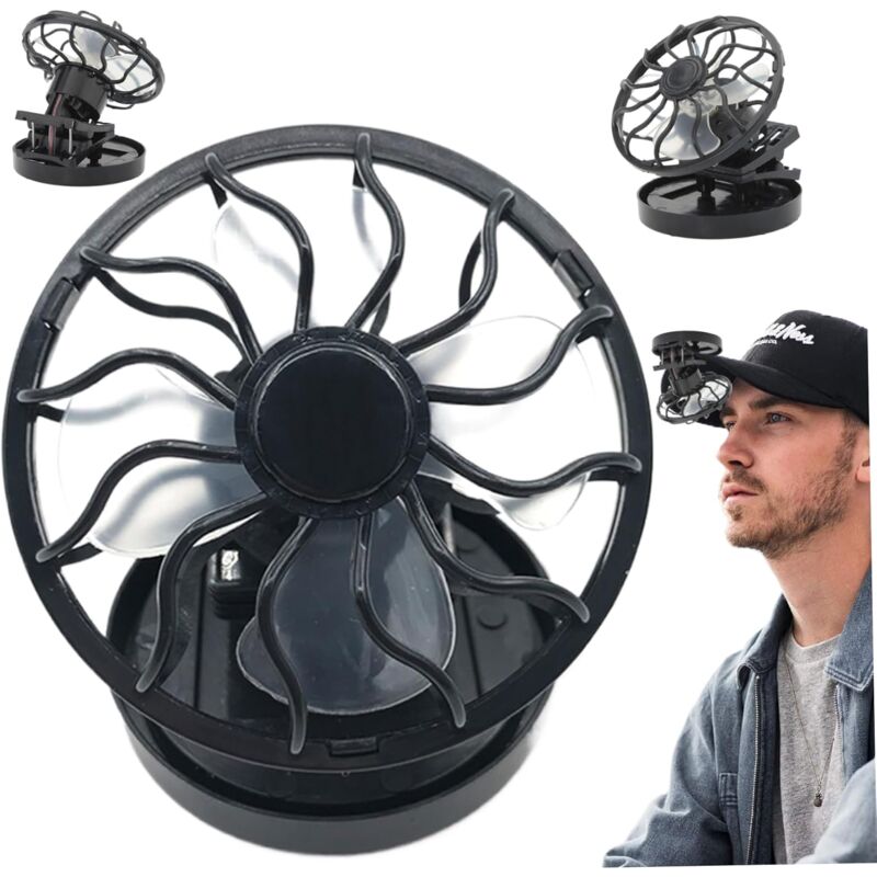 foto del prodotto ventilatore a clip da 2800 giri min, ventilatore ad energia solare, mini ventilatore a forma rotonda, ventilatore portatile a risparmio energetico