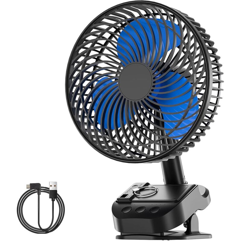 foto del prodotto ventilatore a clip usb, ventilatore con batteria ricaricabile da 10000 mah, ventilatore da campeggio a 5 velocit , rotazione multi angolo, timer, con