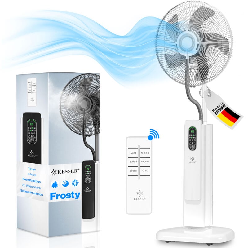 foto del prodotto ventilatore a piantana frosty con acqua nebulizzazione a ultrasuoni raffreddamento ad acqua incl. telecomando funzione timer umidificatore silenzioso