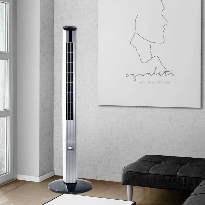 foto del prodotto ventilatore a piedistallo raffreddatore per ambienti funzione girevole 3 velocit , argento nero, metallo, 3 velocit , h 125 cm