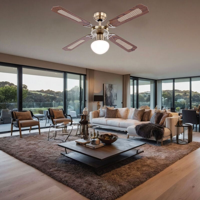 foto del prodotto ventilatore a soffitto a led con interruttore a strappo ventilatore a soffitto ventilatore a 3 velocit , avanti indietro, rovere wickerwork vetro