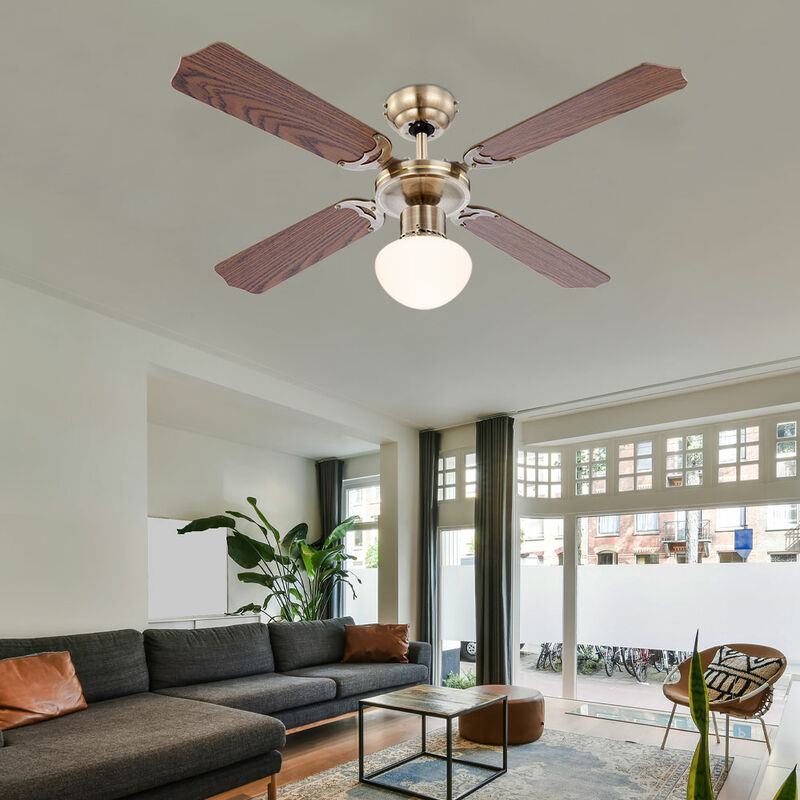 foto del prodotto ventilatore a soffitto a led con interruttore a strappo ventilatore a soffitto ventilatore a 3 velocit , avanti indietro, rovere wickerwork vetro