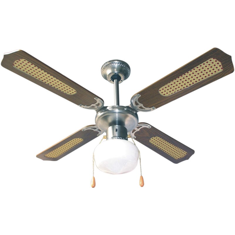 foto del prodotto ventilatore a soffitto con 4 pale 107cm con luce colore marrone