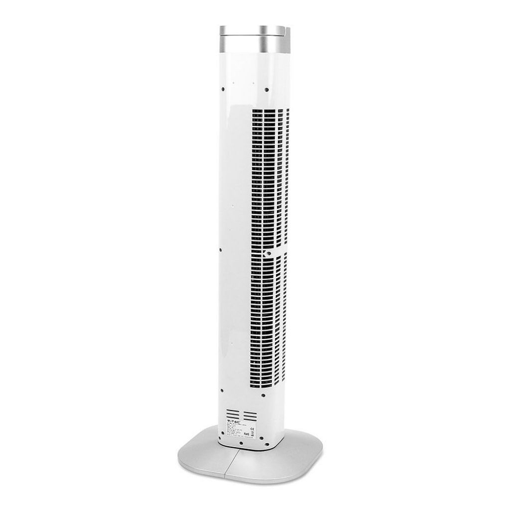 foto del prodotto ventilatore a torre 55w con display led con indicatore di temperatura e telecomando colore bianco 92cm