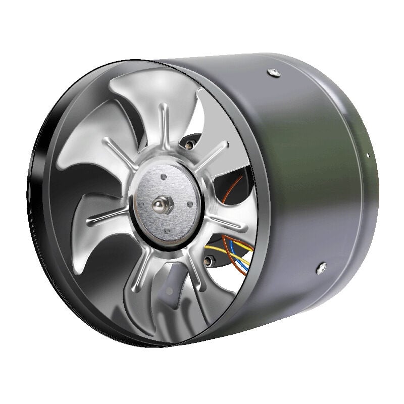 foto del prodotto ventilatore assiale in acciaio inox per condotti aria/estraibili. ventilatore da condotto con alloggiamento in acciaio zincato da 200 mm, nero - bebusingoto