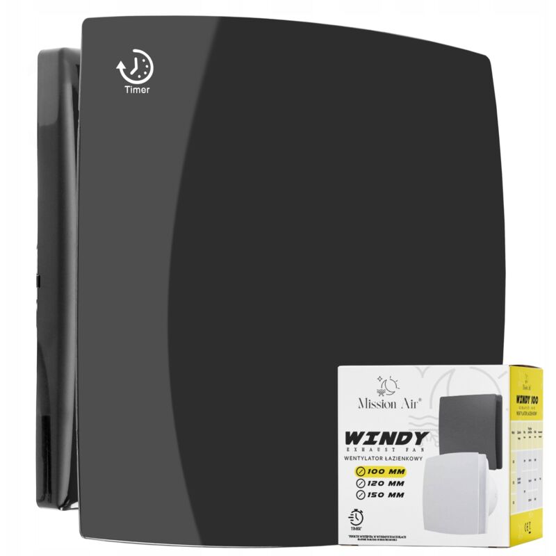 foto del prodotto ventilatore da bagno windy 100 t, nero