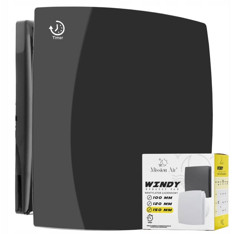 foto del prodotto ventilatore da bagno windy 150 t, nero