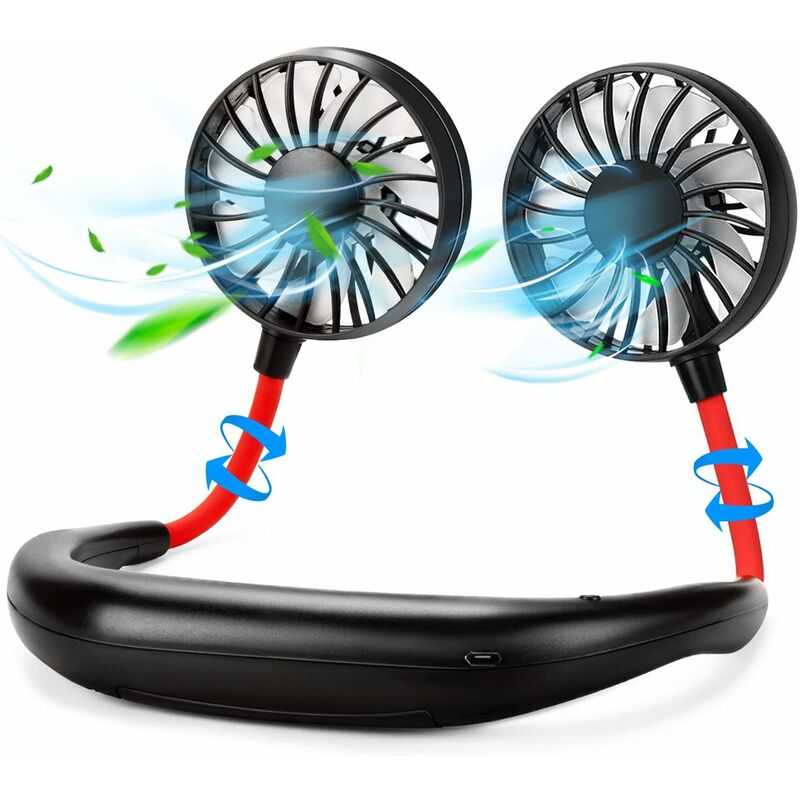 foto del prodotto ventilatore da collo, mini ventilatore collo pigro portatile usb vivavoce personale 360 gradi rotazione di raffreddamento palmare portatile per