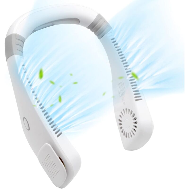foto del prodotto ventilatore da collo portatile, kit vivavoce senza lama con capacit di ricarica usb, capacit della batteria 2000 mah, 3 velocit del vento, adatto
