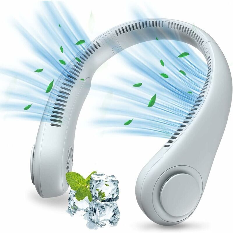 foto del prodotto ventilatore da collo portatile, ventilatore da collo usb con batteria da 1200 mah, ventilatore senza pale a mani libere, 3 velocit , ventola