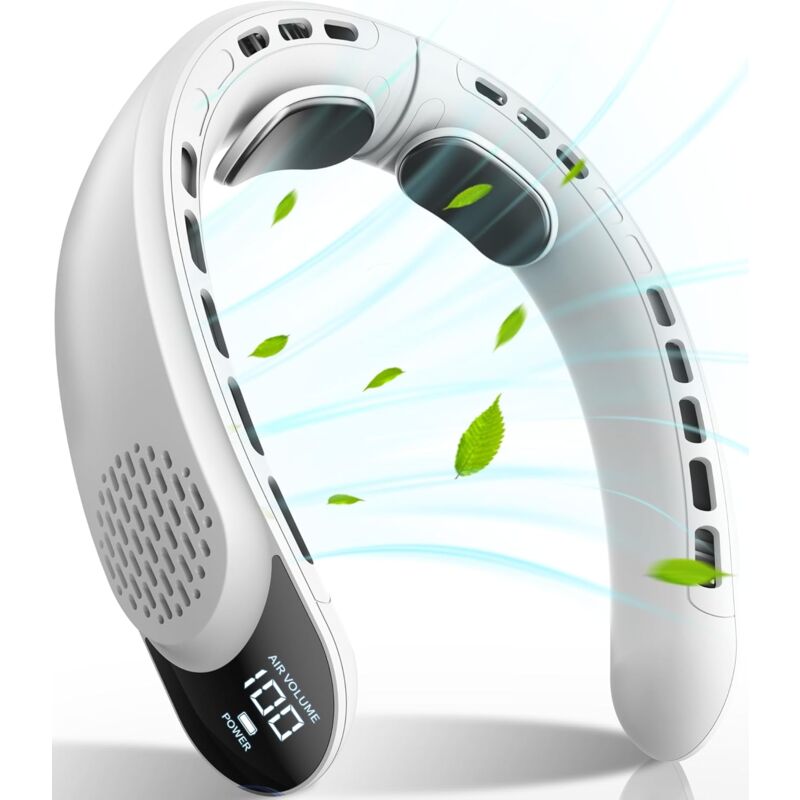foto del prodotto ventilatore da collo ricaricabile, ventilatore personale con display a led, 3 velocit , batteria da 4000 mah, supporto usb type c, portatile, ideale