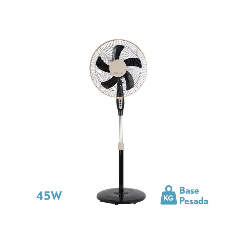 foto del prodotto ventilatore da pavimento belmonte nero beige 3 velocit 45w 5 stadi orientabile, fisso e rotante regx43x40 cm