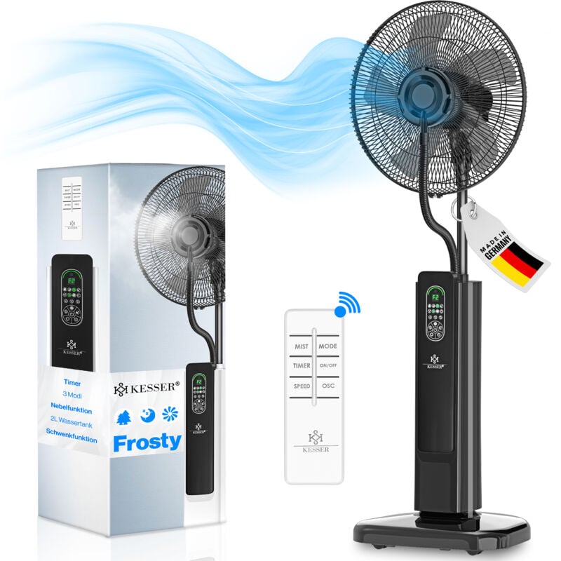 foto del prodotto ventilatore da piedistallo frosty con acqua nebulizzazione ultrasonica raffreddamento ad acqua incl. telecomando funzione timer umidificatore