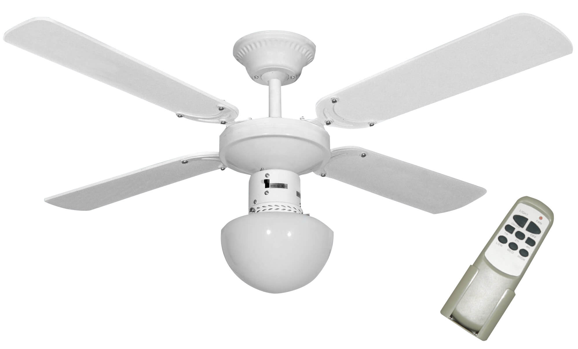 foto del prodotto ventilatore da soffitto 4 pale e lampada 105 cm 3 velocità bauer 2000 bianco